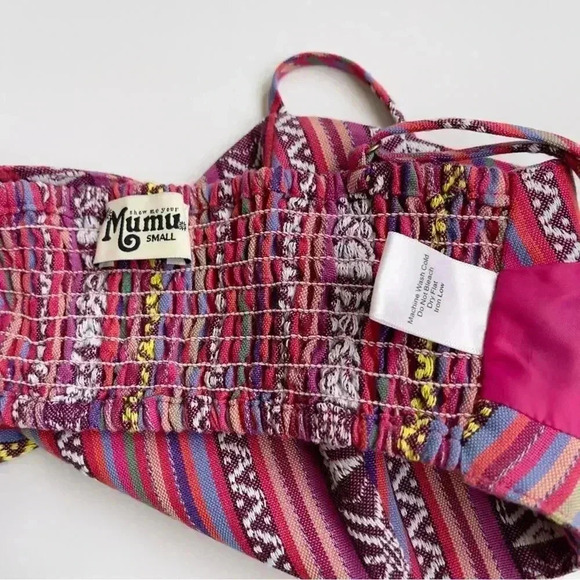 Show Me Your Mumu Tai Bandeau Crop Top Size Small Piñata Pink Textile Festival - Picture 9 of 10